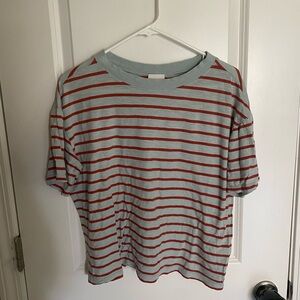 Abound Striped Cropped Oversized T shirt - Large